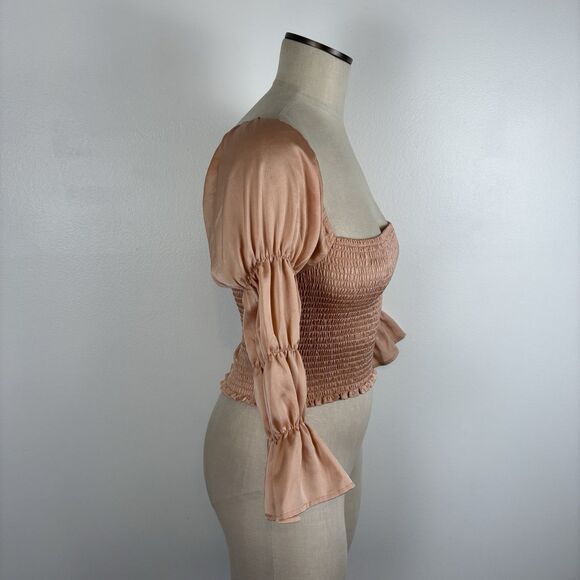 Intimately Free People Pink Rose So Shirred Cropped Smocked Top Women’s Small - Picture 6 of 9